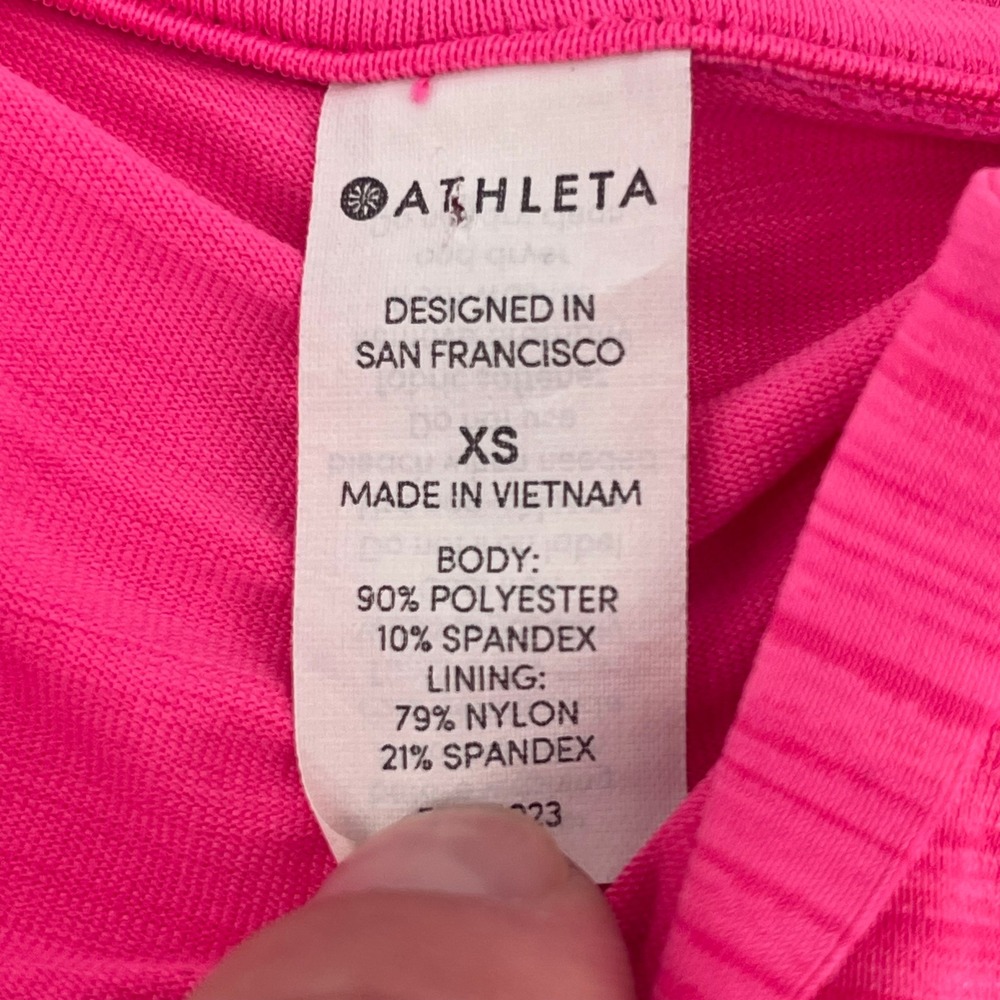 Athleta Top Half‎ Zip Ruched Sleeveless Athletic Shirt Hot Pink XS - Picture 4 of 6
